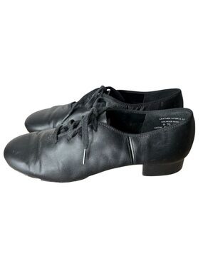 CAPREZIO Tele Tone Black Leather Tap Shoes Lace Up Size 8.5